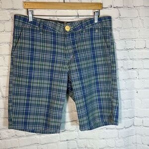 LEVI’S Shorts Womens 14 Blue Green Chino Shorts Bermuda Plaid